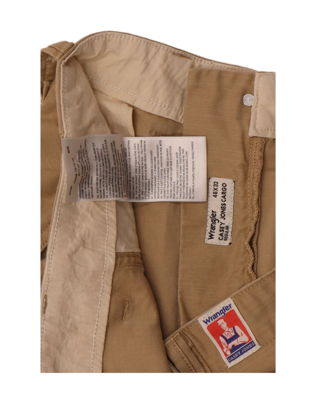 WRANGLER Herren Casey Regular Slim Cargohose W46 L23 Beige Baumwolle