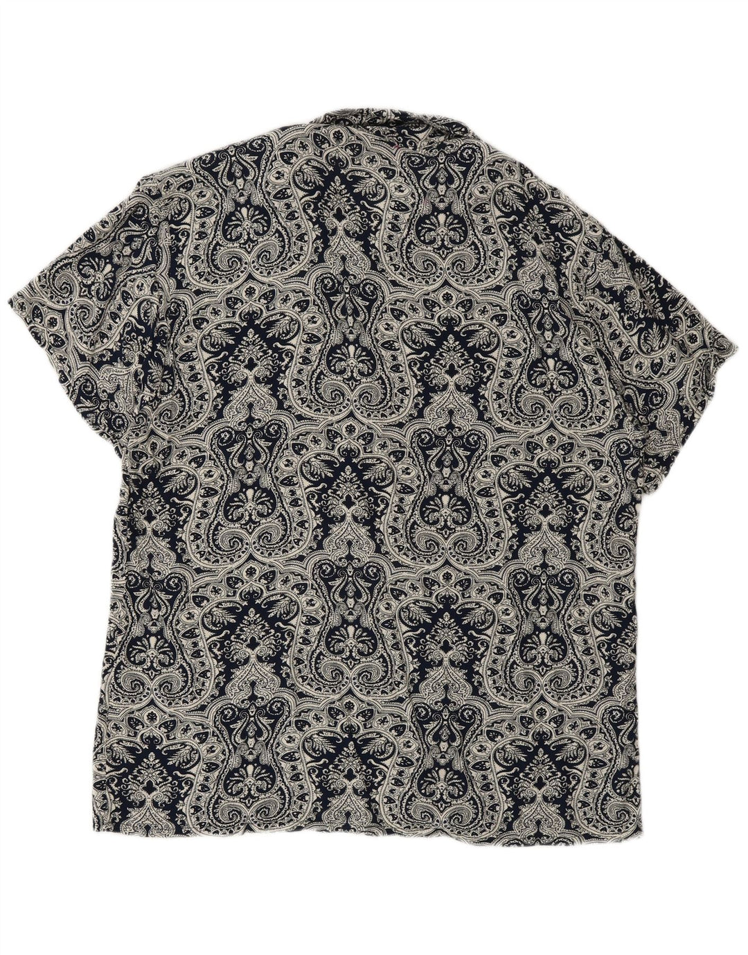 Vintage Herren Kurzarmhemd Groß Marineblau Paisley