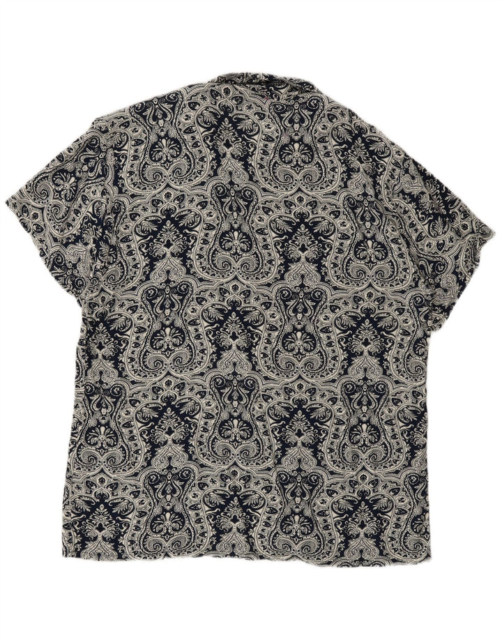 Vintage Herren Kurzarmhemd Groß Marineblau Paisley