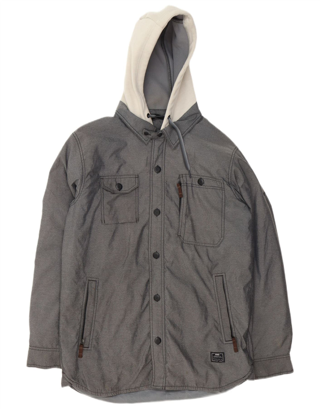 Nike Herren-Windbreakerjacke mit Kapuze, UK 36, Größe S, grau, Colourblock-Polyester