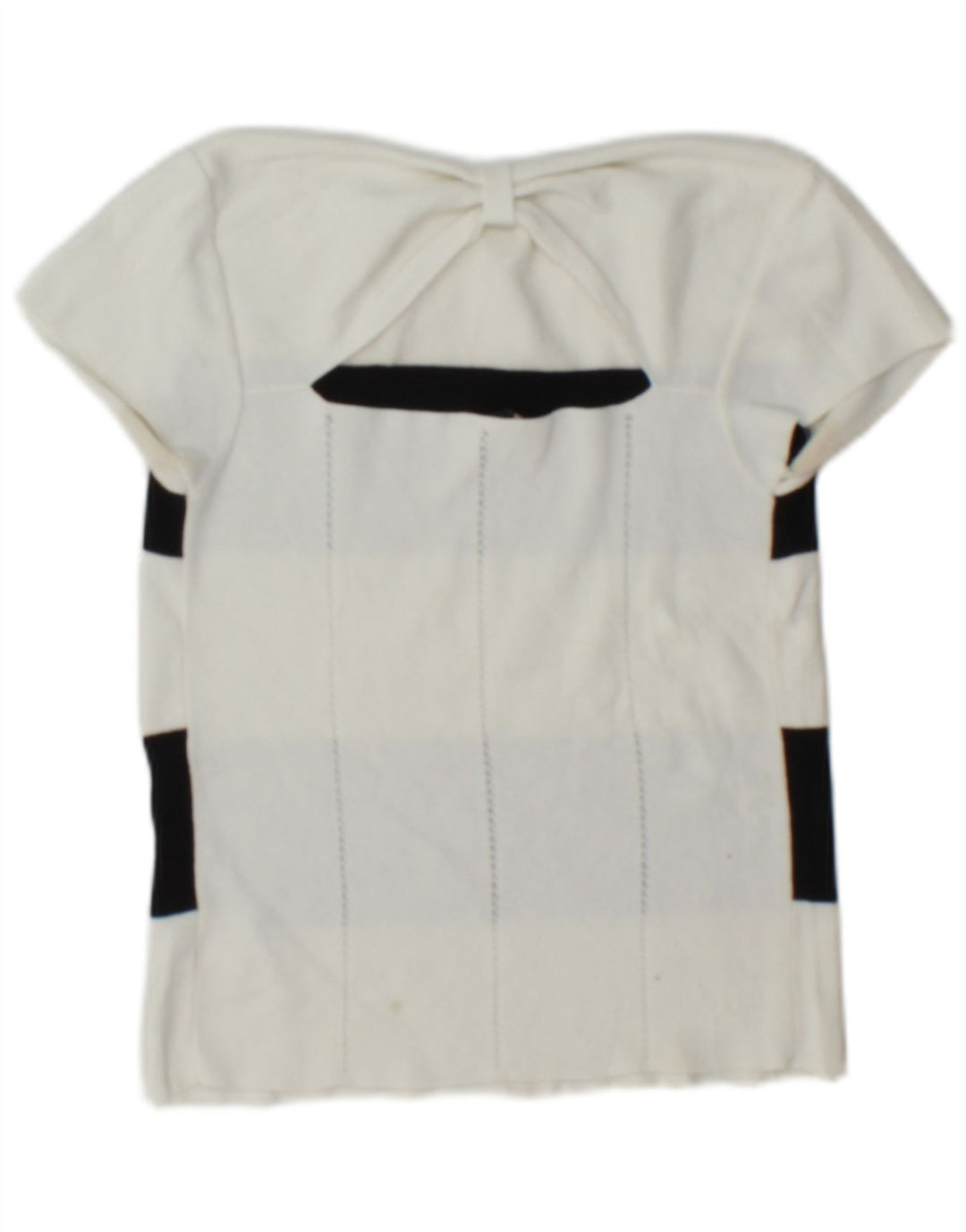 Emporio Armani Damen Crop Off Shoulder Top IT 42 Mittelweiß gestreift