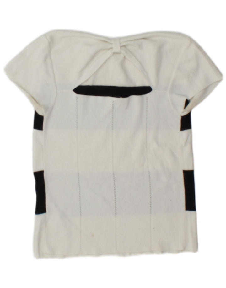 Emporio Armani Damen Crop Off Shoulder Top IT 42 Mittelweiß gestreift