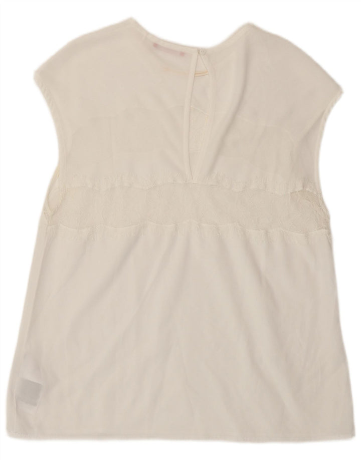 Guess Damen-Blusenoberteil UK 12 Mittelweißes Polyester