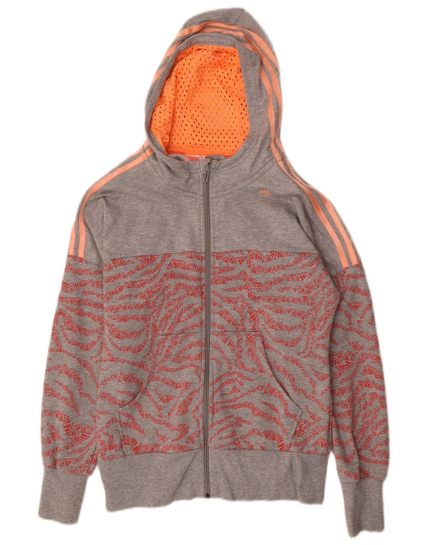 Adidas Jungen Climalite Graphic Zip Hoodie Pullover 14–15 Jahre graue Baumwolle