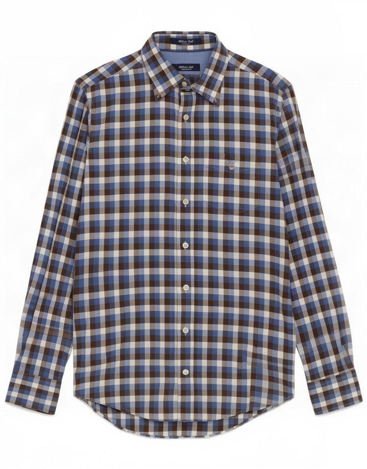 Gant Herren-Flanellhemd, klein, marineblau, Gingham-Baumwolle