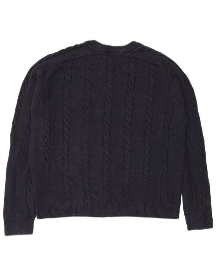 Zara Herren-Pullover mit Rundhalsausschnitt, Größe S, marineblaue Baumwolle