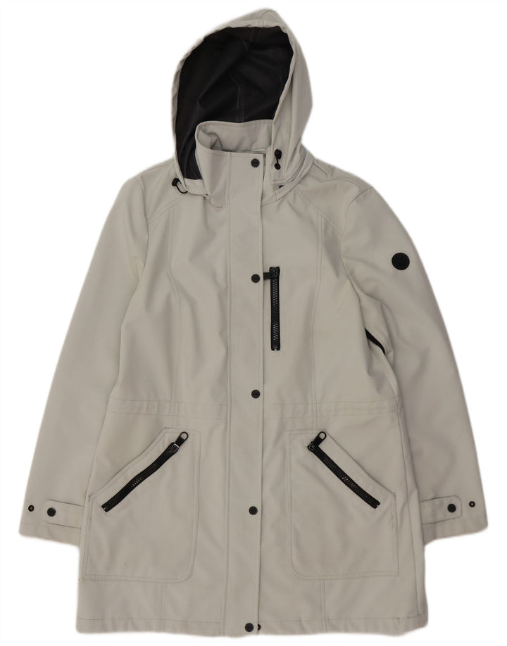 CALVIN KLEIN Damen-Windbreaker-Mantel mit Kapuze, UK 16, Größe L, grau, Polyester