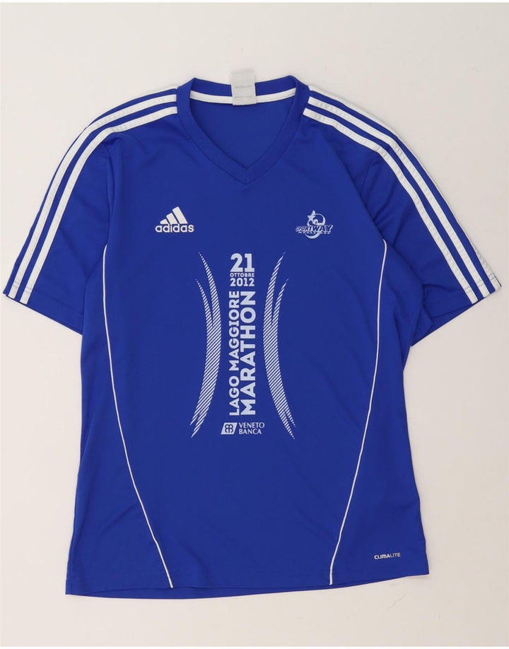 Adidas Herren Climalite Graphic T-Shirt Top Mittelblaues Polyester