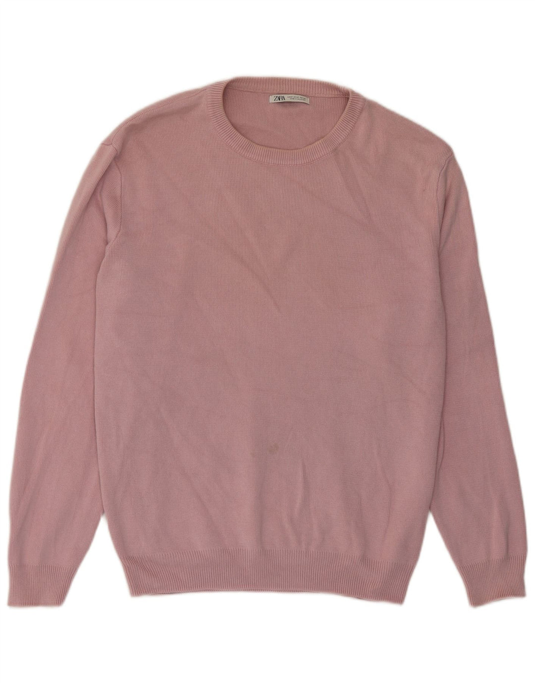 Zara Herren-Pullover mit Rundhalsausschnitt, Mittelrosa, Baumwolle