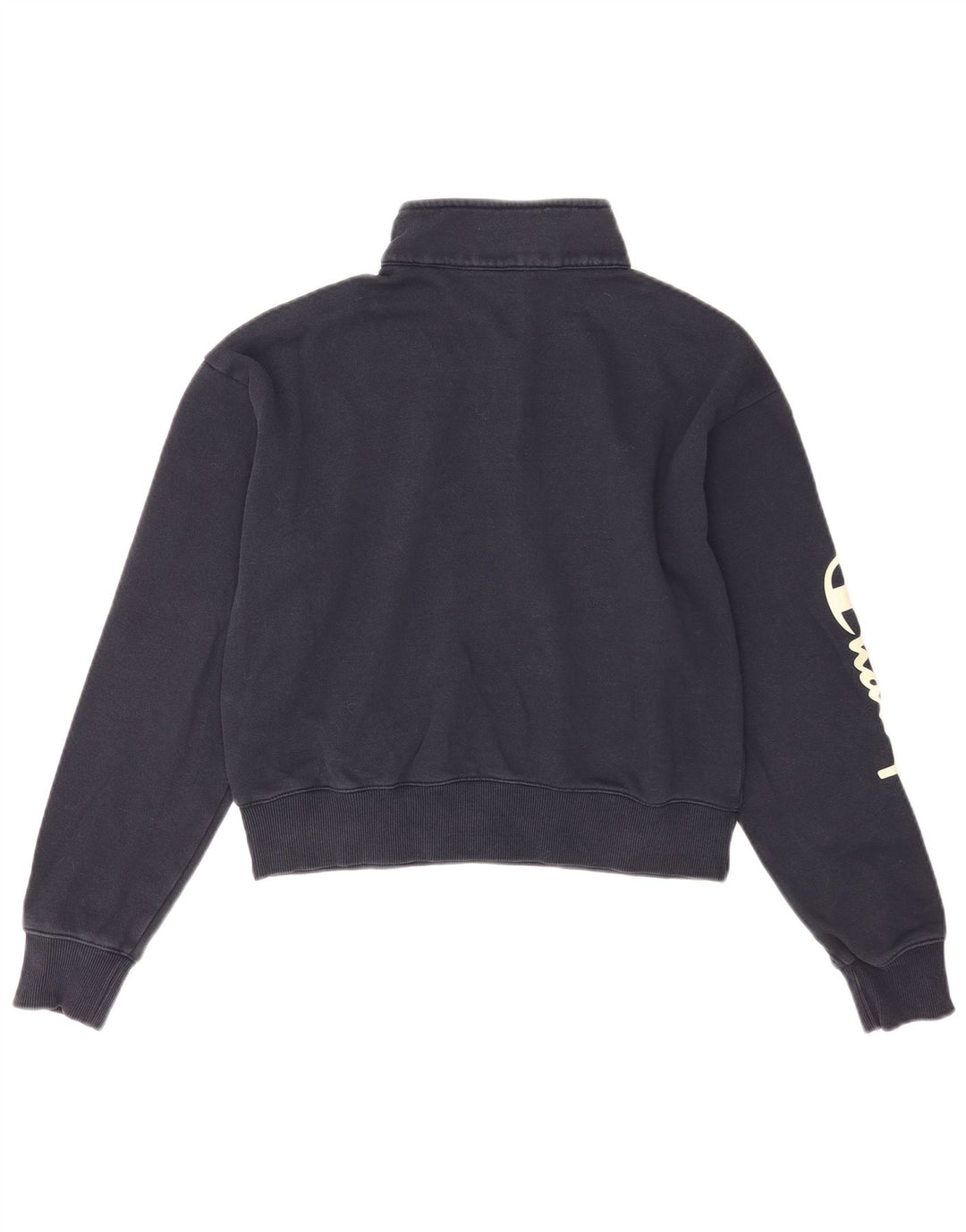 Champion Damen Crop Graphic Sweatshirt Pullover UK 14 Medium Marineblau