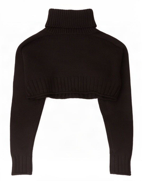 Zara Damen Crop Oversized Rollkragenpullover Pullover UK 10 Small Schwarz