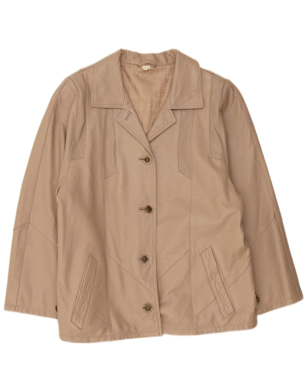 Vintage Damen Lederjacke UK 22 3XL Beige Lammfell
