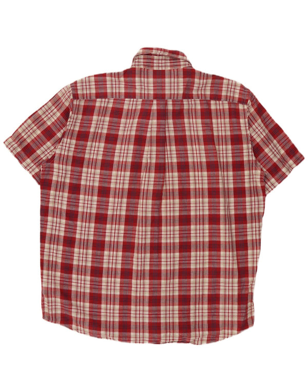 MURPHY & NYE Mens Short Sleeve Shirt Large Red Check Cotton
