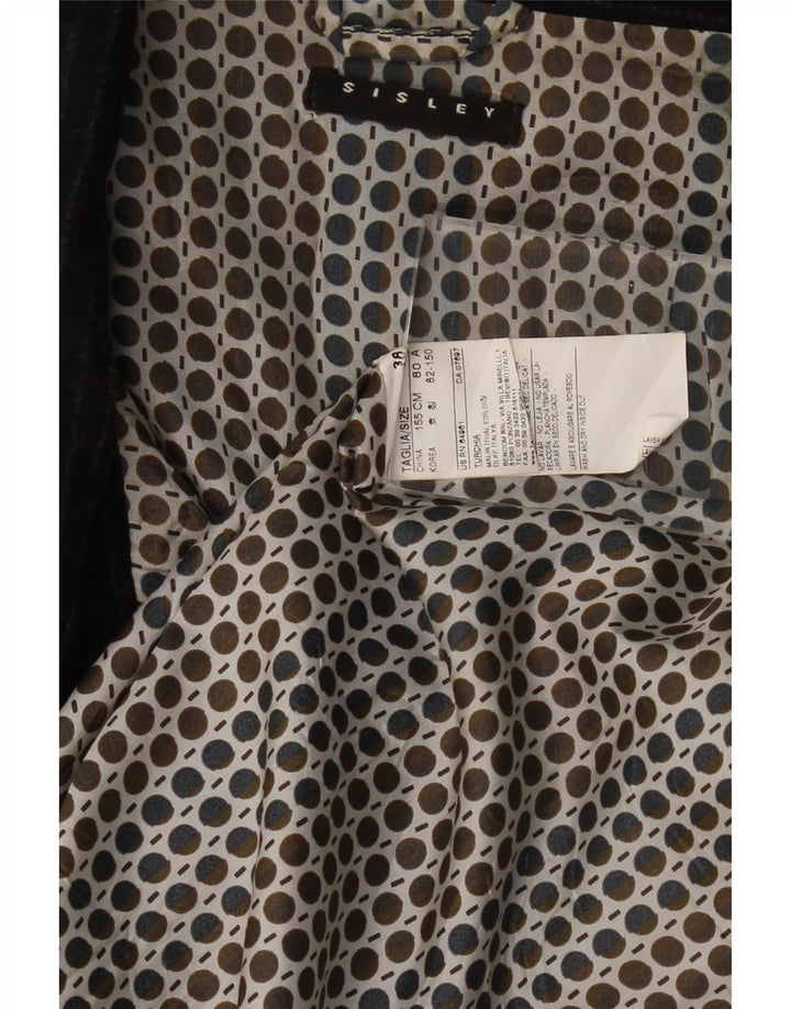 SISLEY Offene Damen-Blazerjacke IT 38 XS Schwarzer Nadelstreifen-Acetat