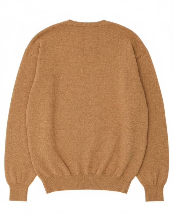 Massimo Dutti Herren-Pullover mit V-Ausschnitt, XL, beige Wolle