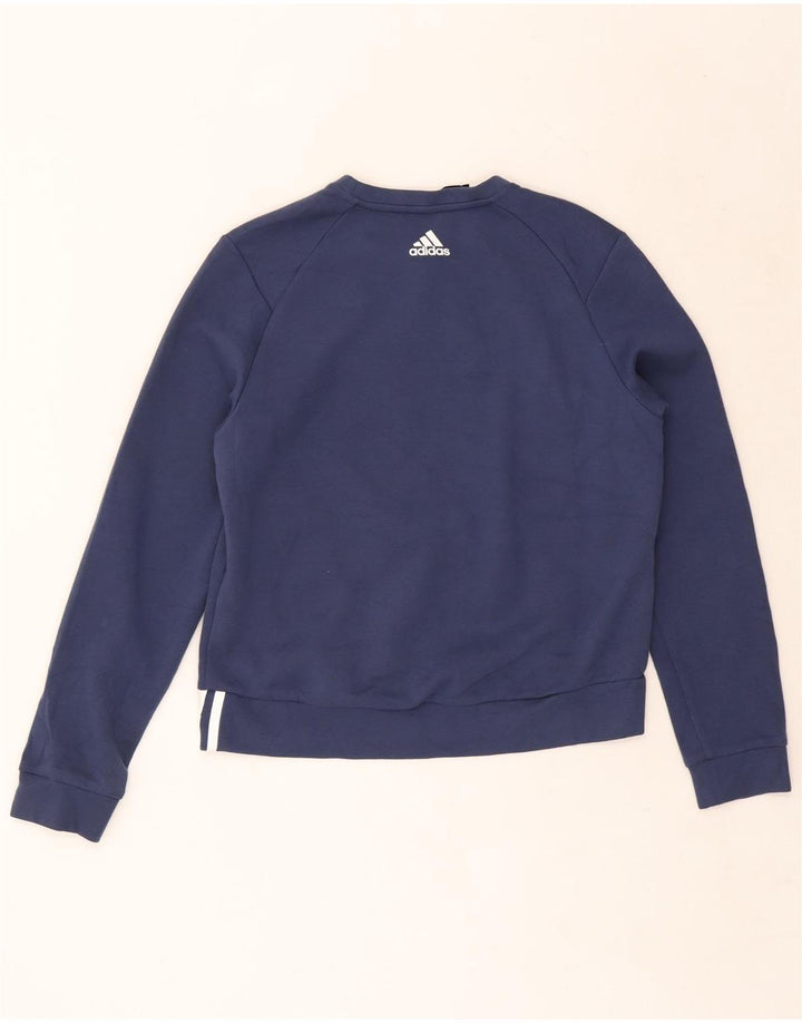 Adidas Damen Sweatshirt Pullover UK 12/14 Medium Marineblau Baumwolle