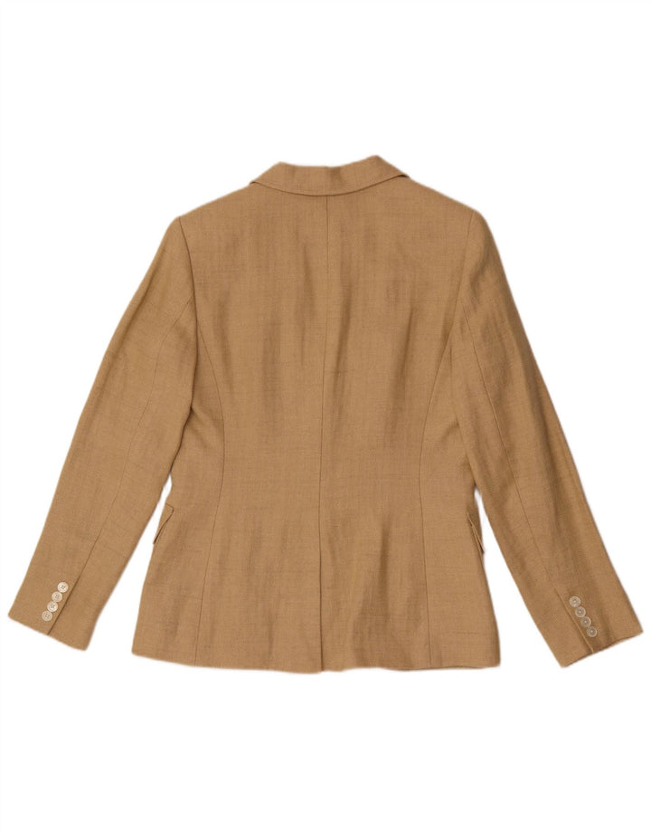 Ralph Lauren Damen-Blazer mit 2 Knöpfen, US 8, mittelbeige, Fischgrätenmuster