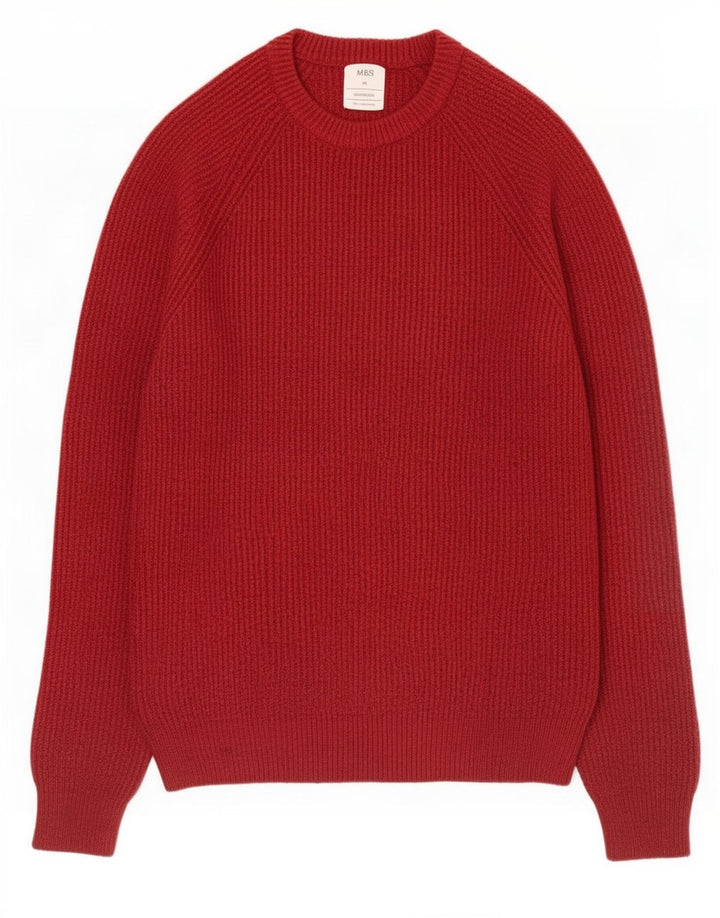 Marks & Spencer Herren-Pullover mit Rundhalsausschnitt, mittelrot, Polyamid