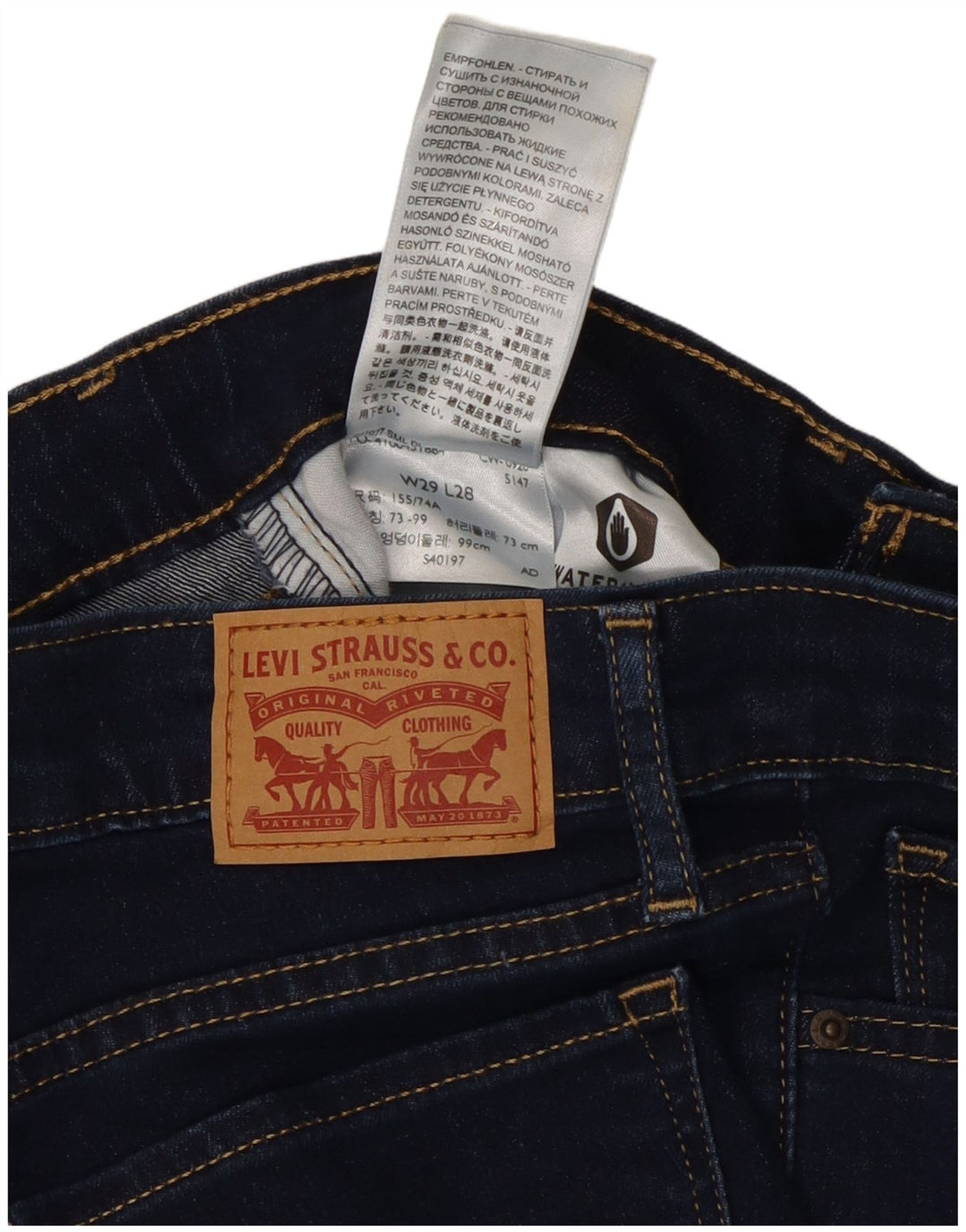 LEVI'S Damen 711 Skinny Jeans W29 L28 Marineblaue Baumwolle