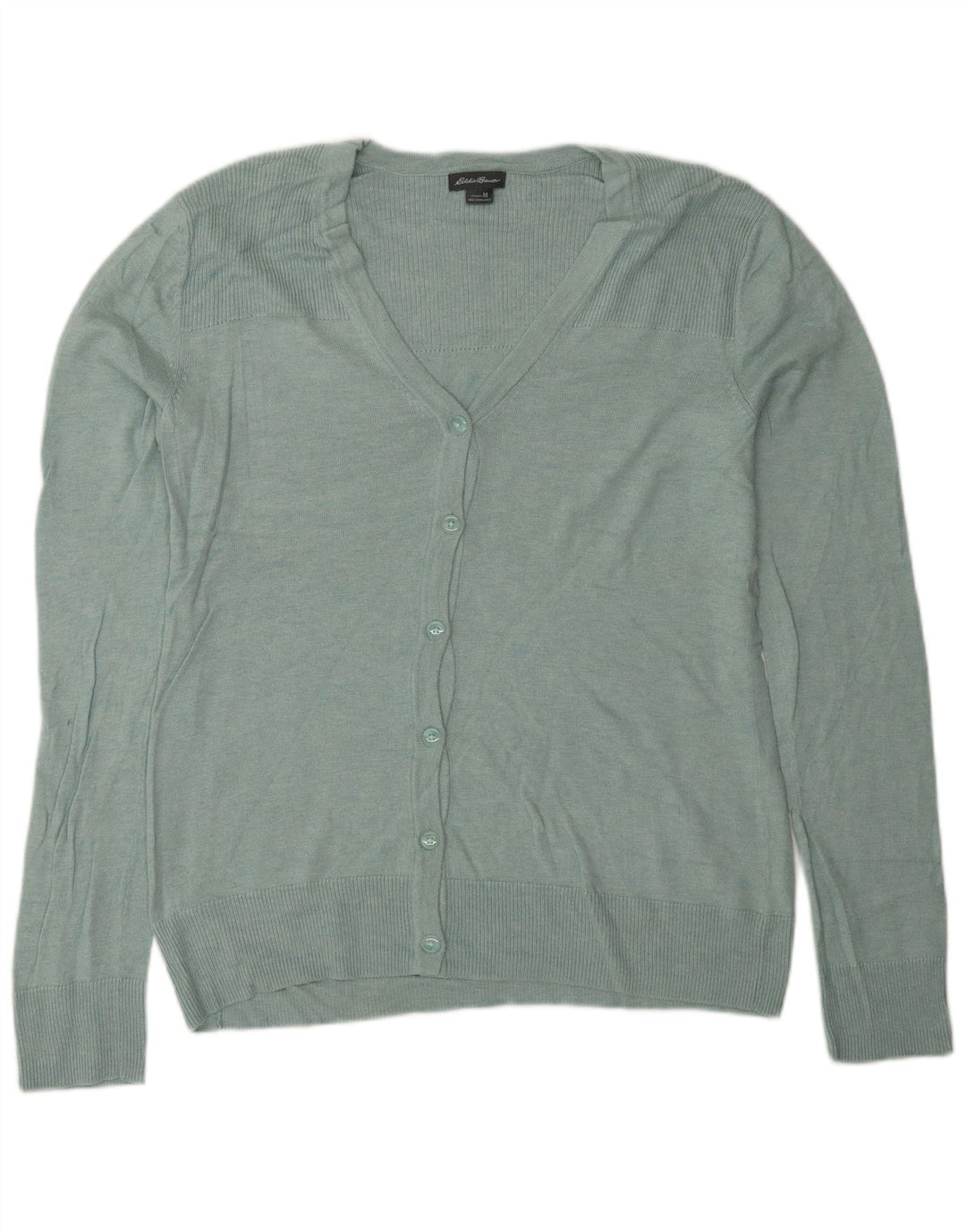 EDDIE BAUER Womens Cardigan Sweater UK 14 Medium Green Cotton Vintage Eddie Bauer and Second-Hand Eddie Bauer from Messina Hembry 