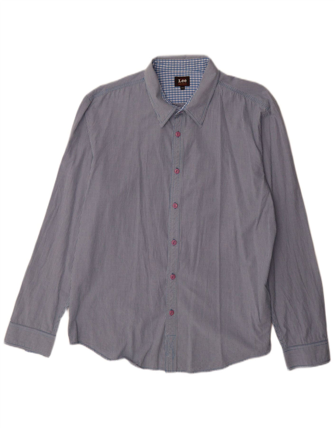 Lee Herrenhemd 2XL, blaue Gingham-Baumwolle