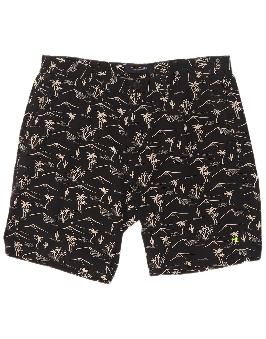 Scotch & Soda Herren-Chinoshorts mit abstraktem Muster, W32, mittelgroß, schwarz, hawaiianisch