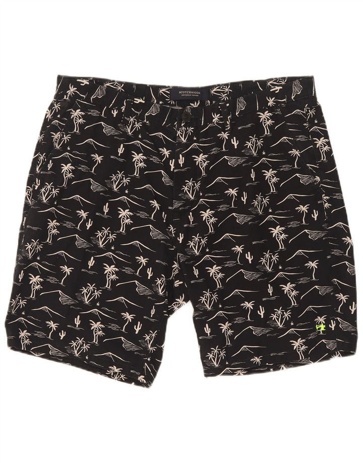 Scotch & Soda Herren-Chinoshorts mit abstraktem Muster, W32, mittelgroß, schwarz, hawaiianisch