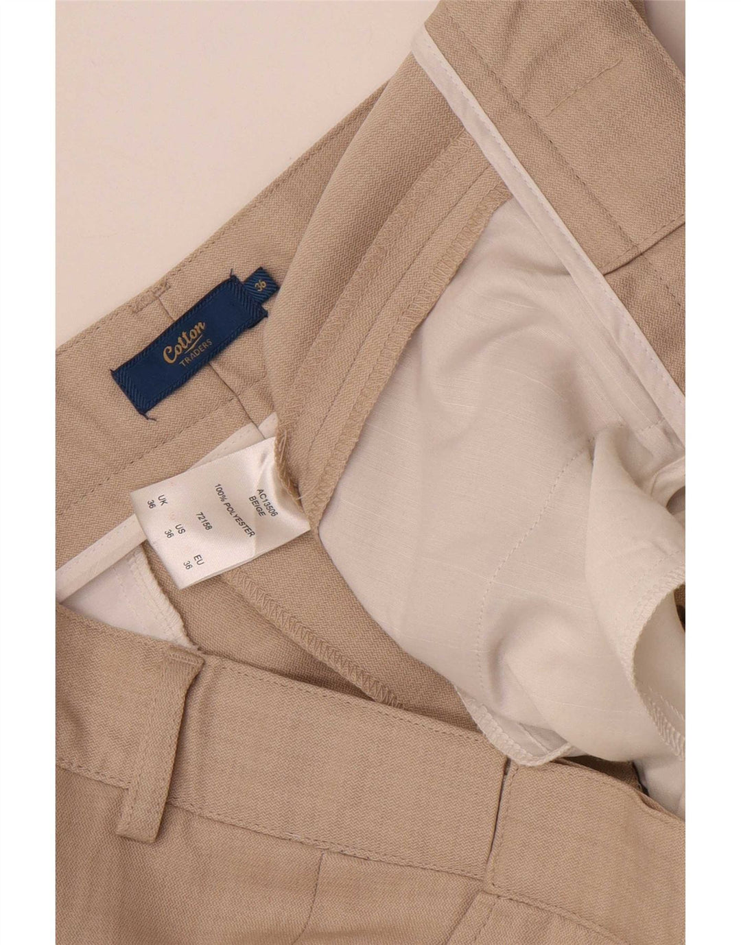 Cotton Traders Herren-Anzughose, gerade, W36, L28, Beige, Polyester