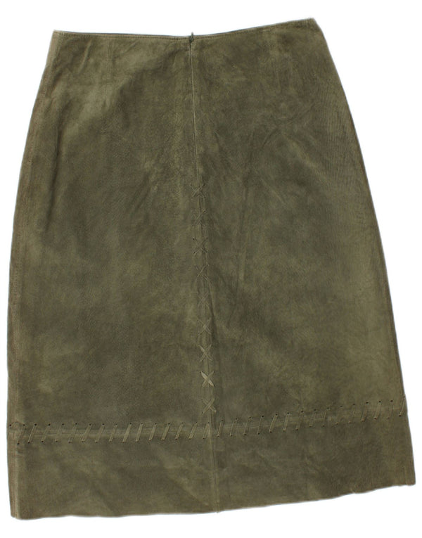 Rene' Derhy Damen Wildlederrock Large W30 Khaki Leder