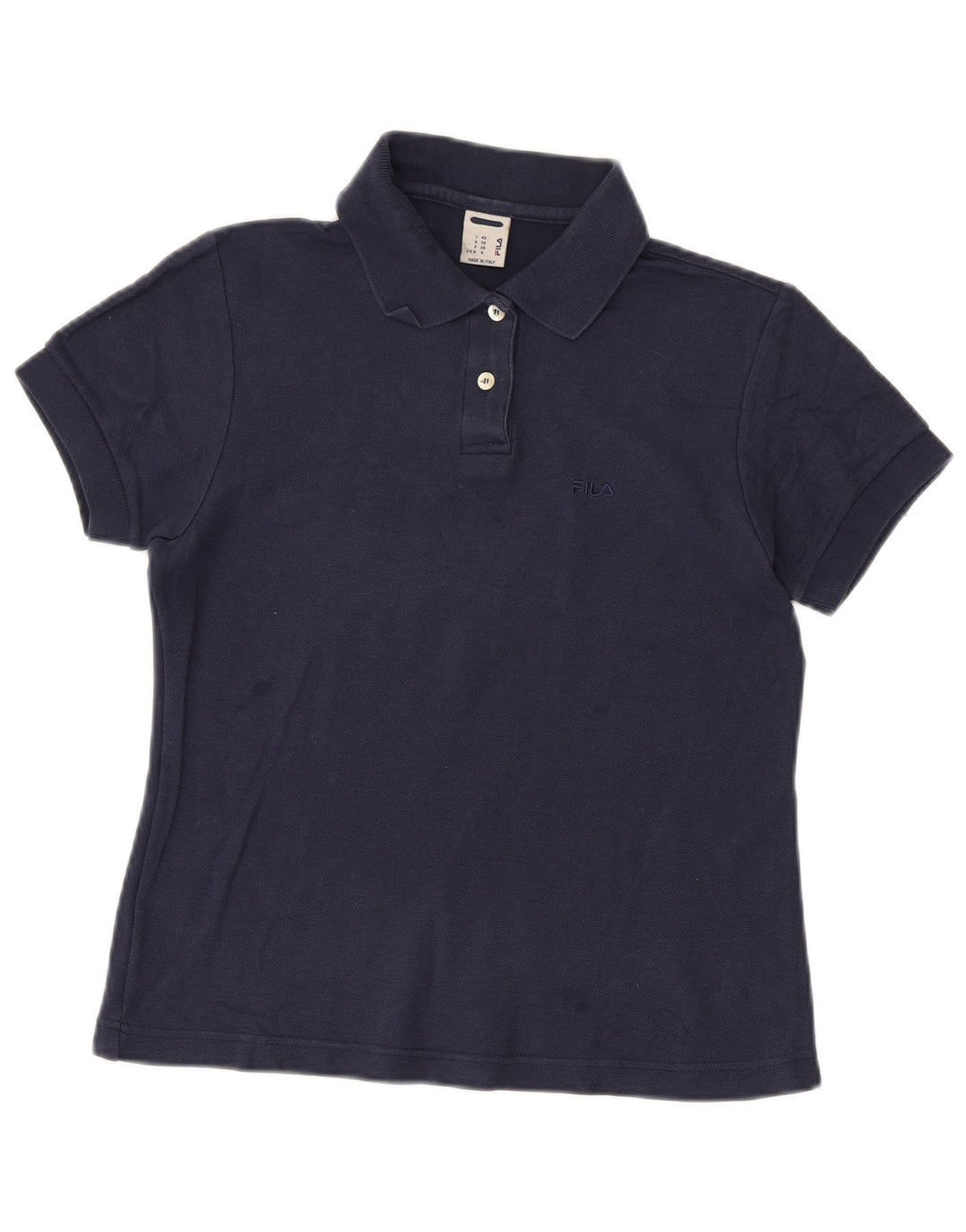 FILA Damen Poloshirt IT 42 Medium Marineblau Baumwolle