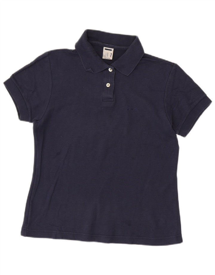 FILA Damen Poloshirt IT 42 Medium Marineblau Baumwolle