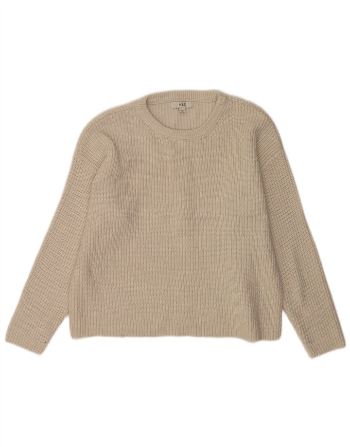 Marks & Spencer Damen-Pullover mit Rundhalsausschnitt, Gr. 40, Gr. 16, gebrochenes Weiß