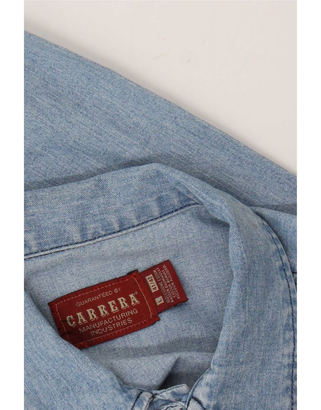 Carrera Herren-Jeanshemd, Größe 41/42, große blaue Baumwolle