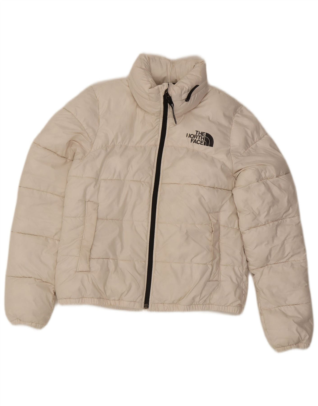 The North Face Wattierte Damenjacke mit Kapuze, UK 10, Größe S, Weiß, Polyester