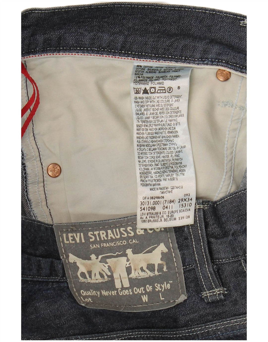Levi's Herren Straight Jeans W29 L34 Marineblaue Baumwolle