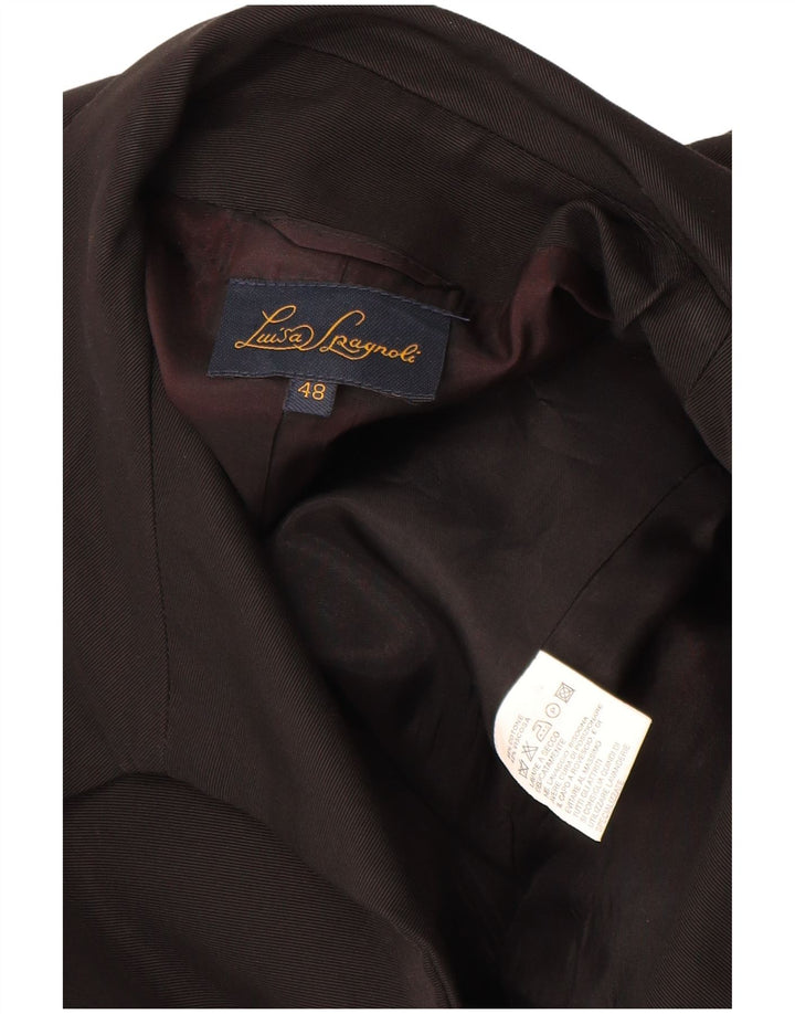 Luisa Spagnoli Damen 4-Knopf-Blazerjacke IT 48 XL Schwarze Baumwolle