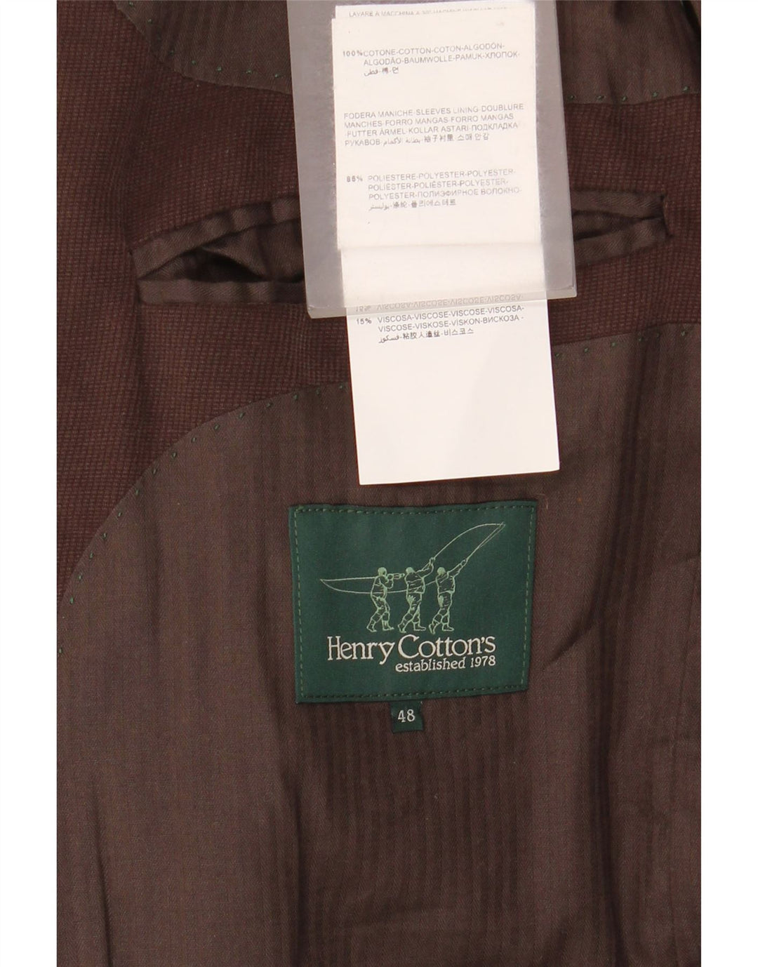 Henry Cottons Herren-Blazer mit 3 Knöpfen, IT 48, mittelbraune Baumwolle