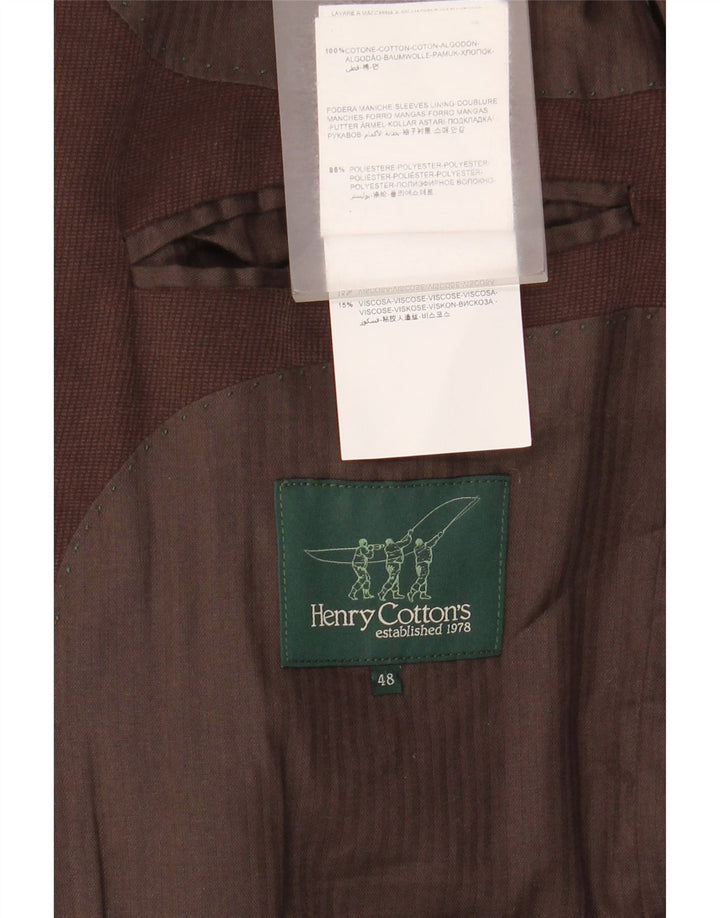 Henry Cottons Herren-Blazer mit 3 Knöpfen, IT 48, mittelbraune Baumwolle