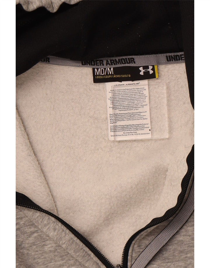 UNDER ARMOUR Mens Zip Hoodie Sweater Medium Grey Cotton