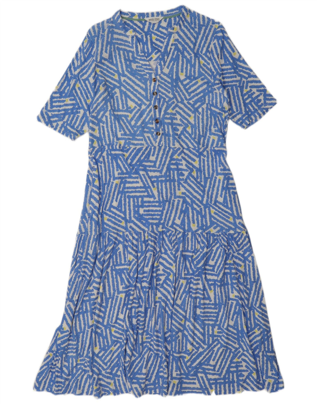 White Stuff Damen-Stufenkleid UK 12 Mittelblaues geometrisches Modal