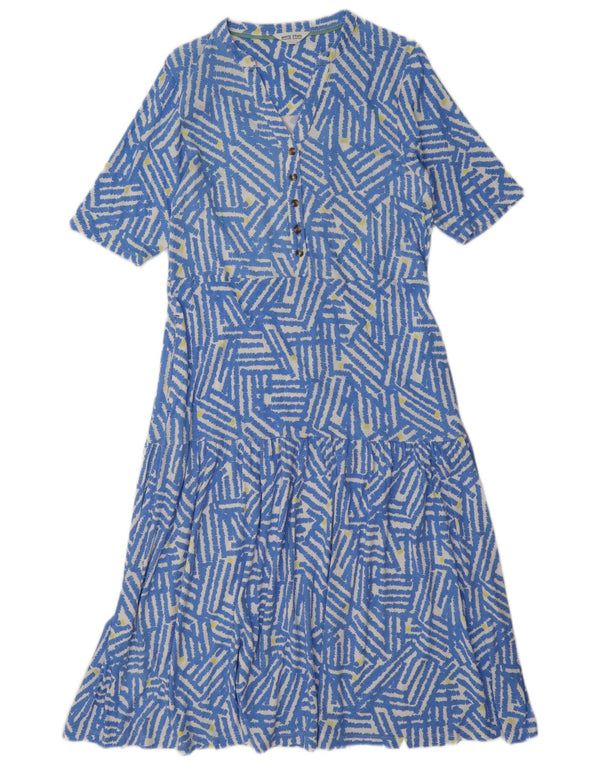 White Stuff Damen-Stufenkleid UK 12 Mittelblaues geometrisches Modal