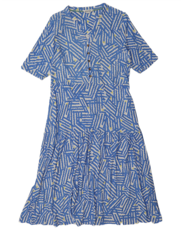 White Stuff Damen-Stufenkleid UK 12 Mittelblaues geometrisches Modal