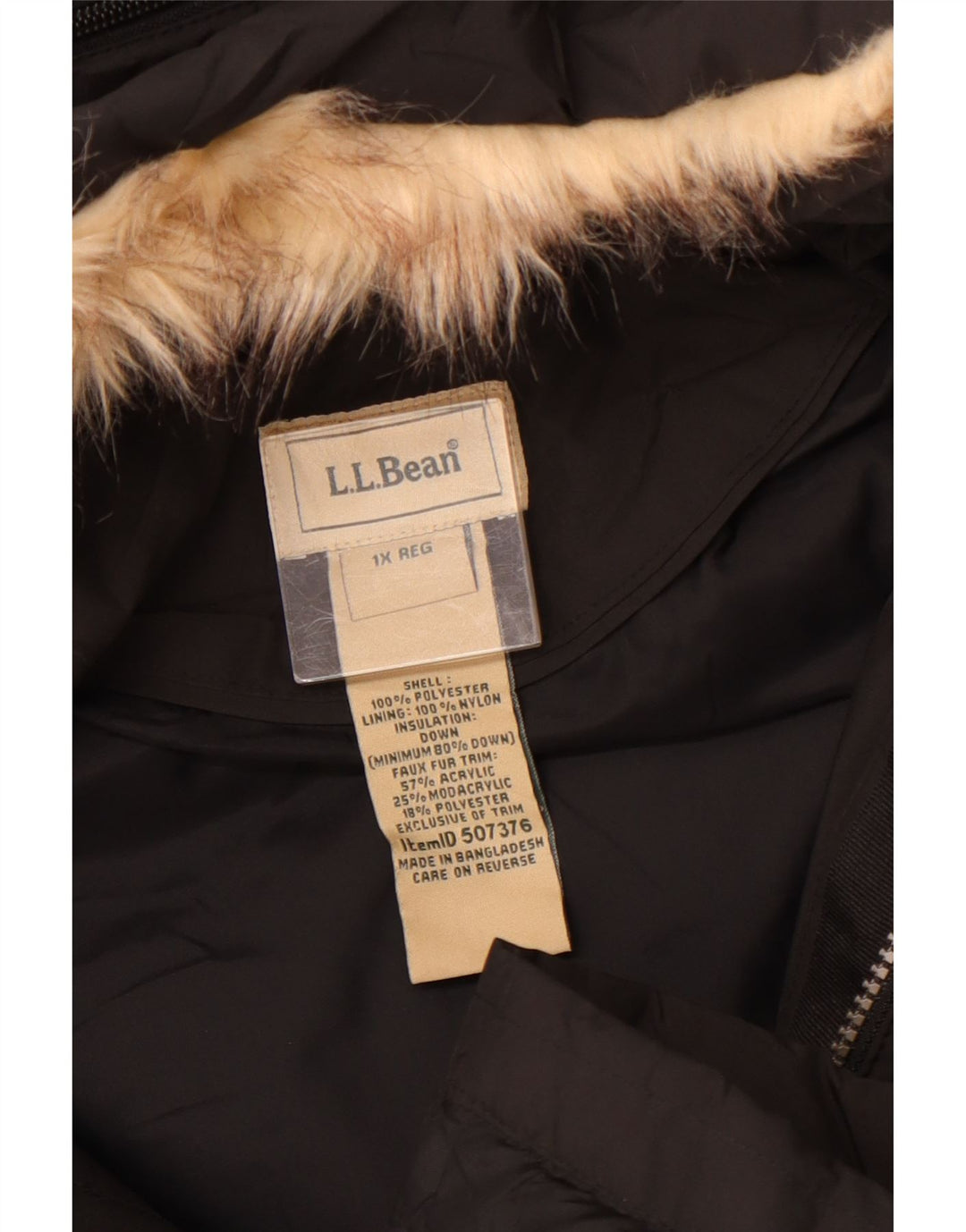 L.L.BEAN Damen Übergroßer, wattierter Mantel mit Kapuze, UK 18, XL, Schwarz, Polyester