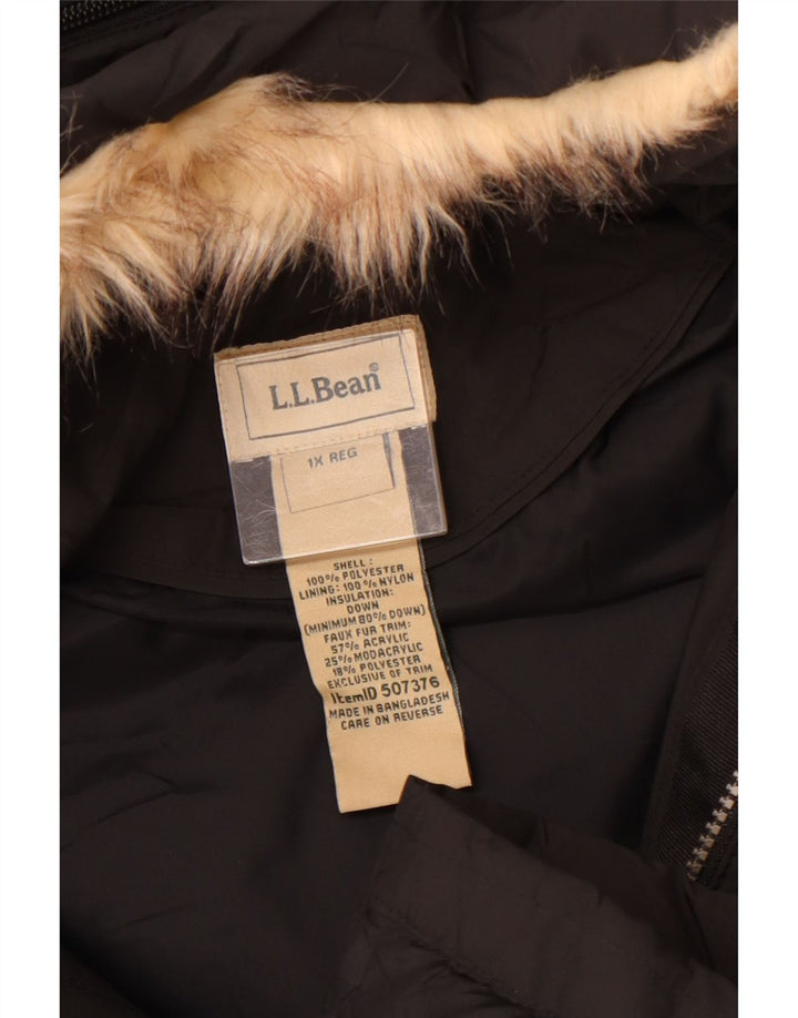 L.L.BEAN Damen Übergroßer, wattierter Mantel mit Kapuze, UK 18, XL, Schwarz, Polyester