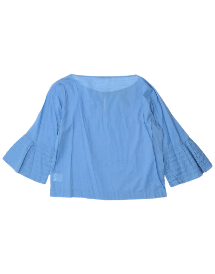Sisley Damen-Blusenoberteil mit 3/4-Ärmeln, übergroß, Gr. 10, Größe S, Blau, Baumwolle