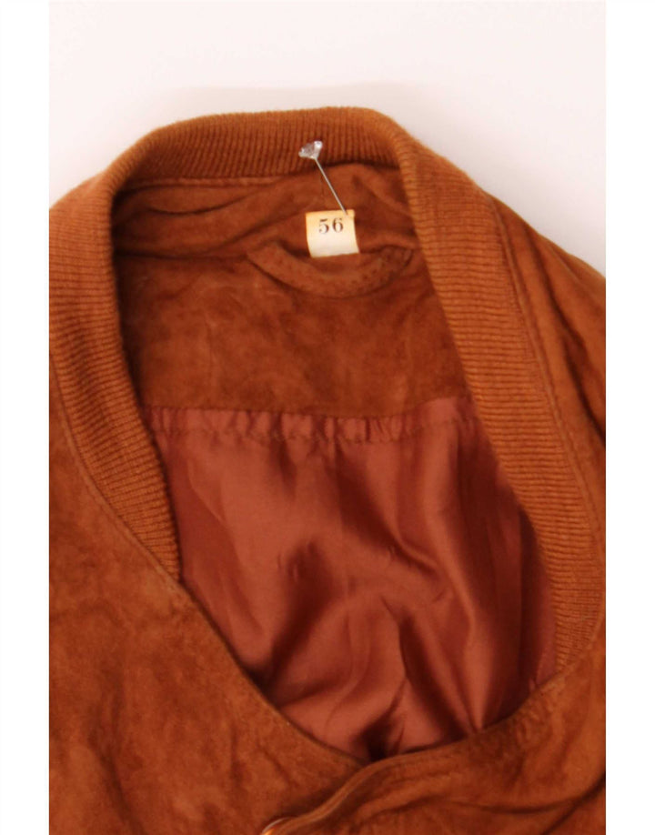 Vintage Herren Wildleder Bomberjacke IT 56 3XL Braunes Leder