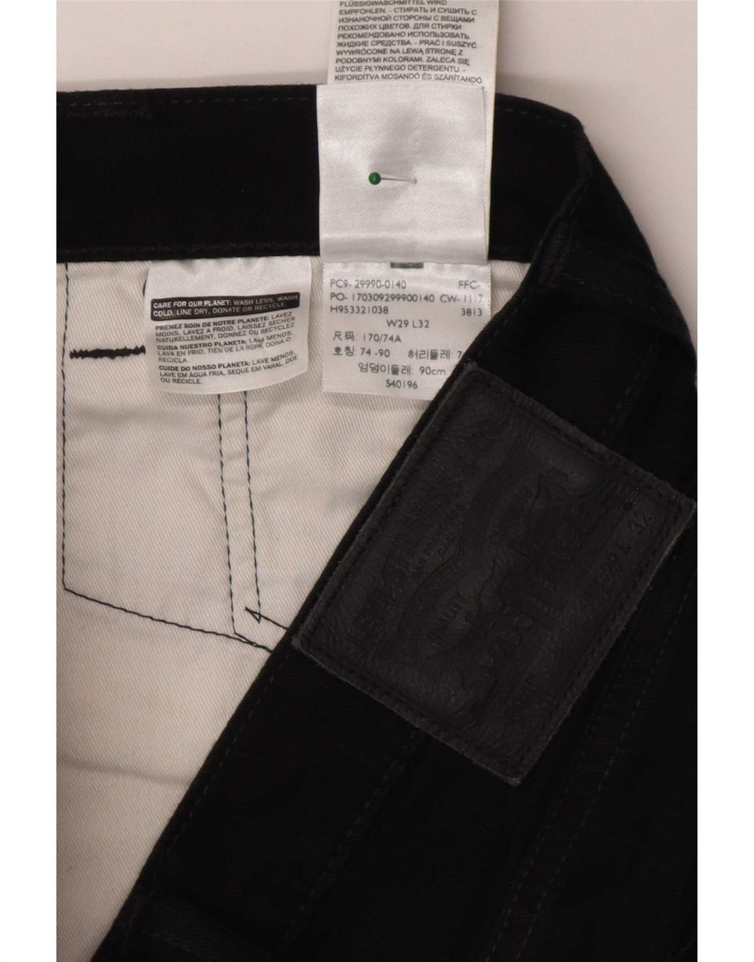 Levi's Damen 504 Straight Jeans W29 L32 Schwarze Baumwolle