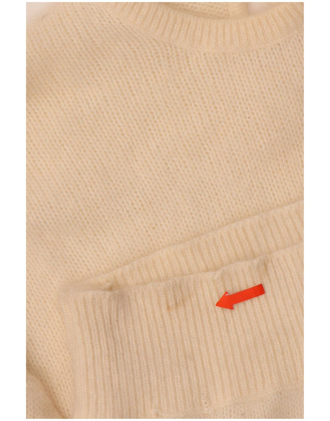 VINTAGE Damen Pullover mit Rundhalsausschnitt UK 14 Medium Off White