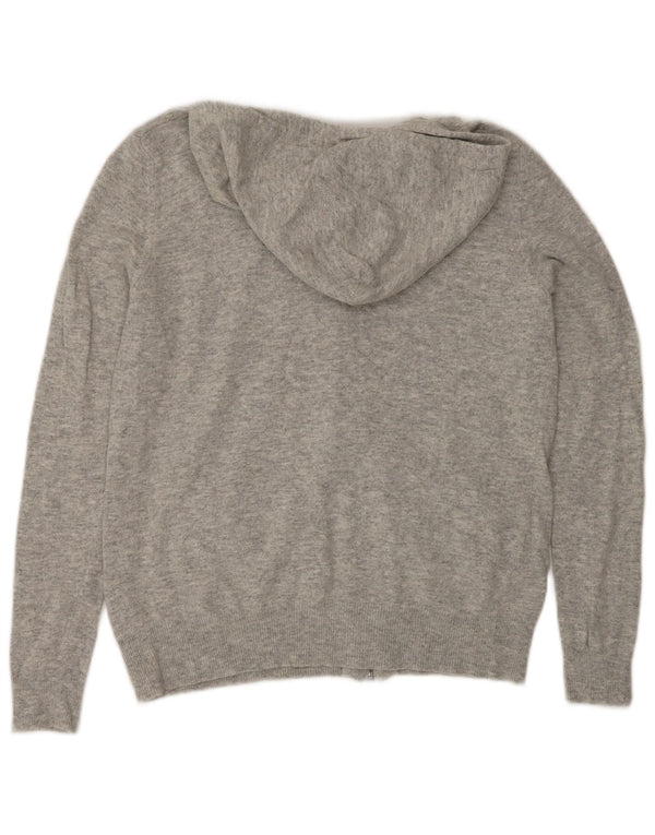 Superdry Womens Hooded Full Zip Cardigan Sweater UK 14 Medium Grey Flecked