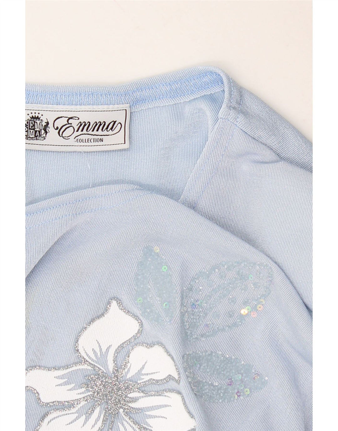 VINTAGE Womens Blouse Top UK 18/20 XL Blue Floral Polyester